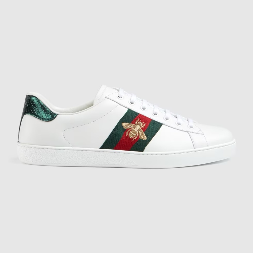 Gucci Ace White Leather Sneakers with Bee